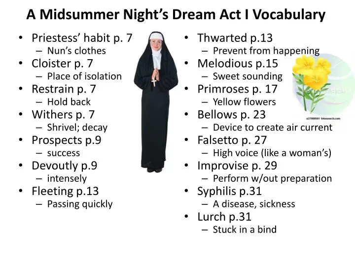 a midsummer night s dream act i vocabulary
