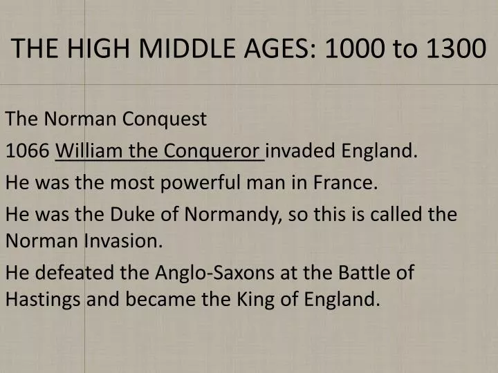 the high middle ages 1000 to 1300