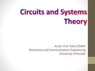 Circuits and Systems Theory