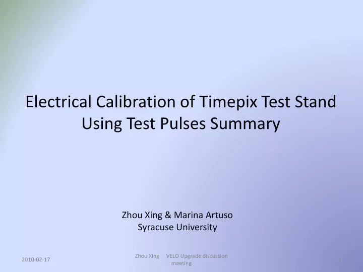 electrical calibration of timepix test stand using test pulses summary
