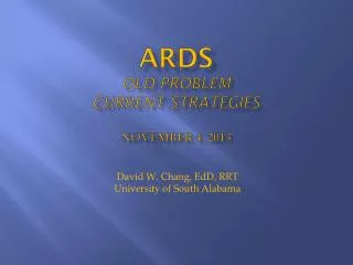 ards old problem current strategies november 4 2013