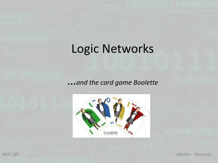 logic networks and the card game boolette