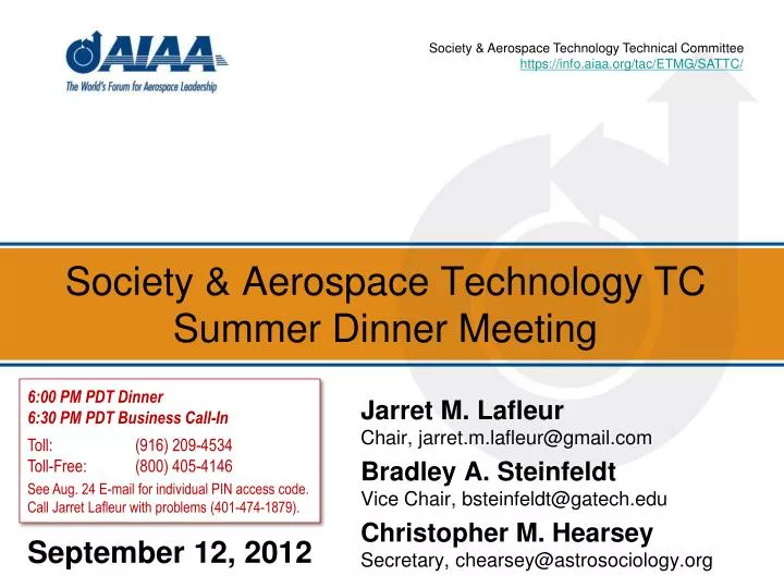 society aerospace technology tc summer dinner meeting