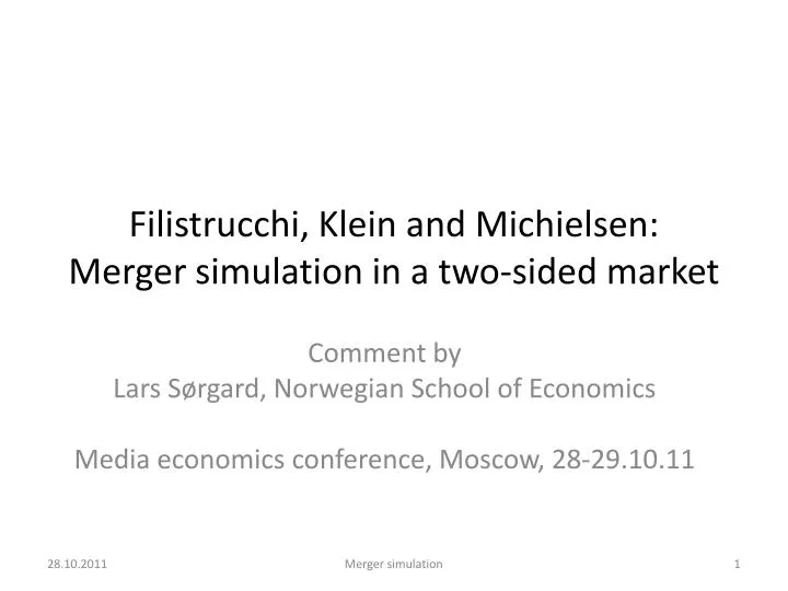 filistrucchi klein and michielsen merger simulation in a two sided market