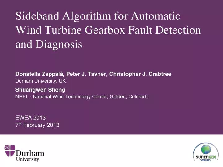 sideband algorithm for automatic wind turbine gearbox fault detection and diagnosis