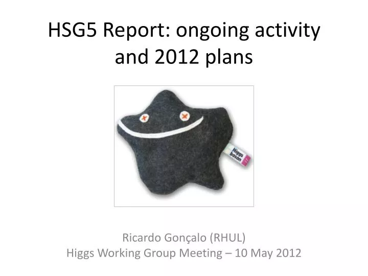hsg5 report ongoing activity and 2012 plans