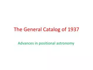 The General Catalog of 1937