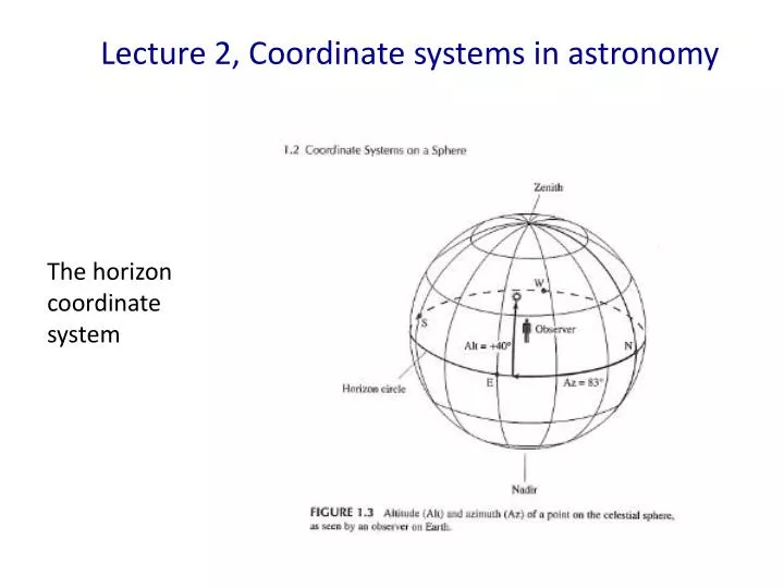 lecture 2 coordinate systems in astronomy