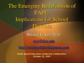 The Emerging Redefinition of FAPE: Implications for School Districts