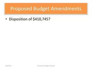 Proposed Budget Amendments