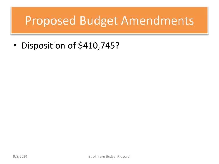 proposed budget amendments