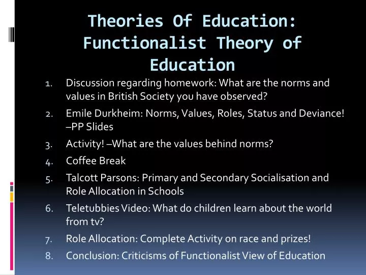 theories of education functionalist theory of education