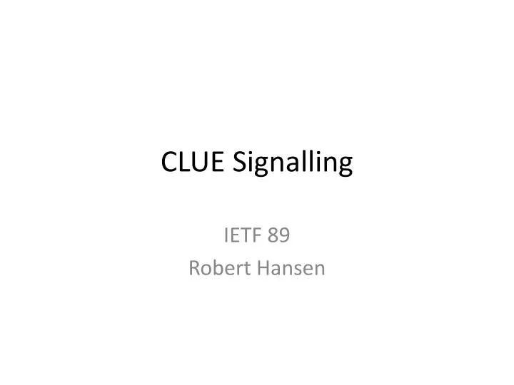 clue signalling