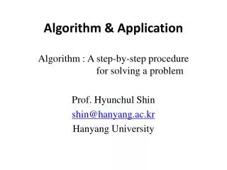 Algorithm &amp; Application