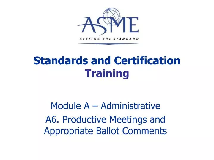 standards and certification training