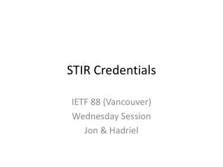 STIR Credentials