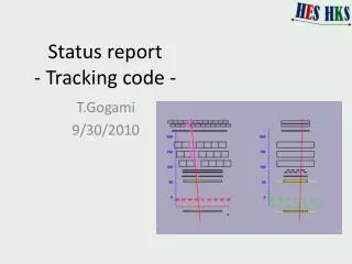 Status report - Tracking code -