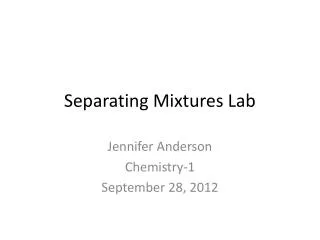 Separating Mixtures Lab