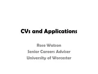 CVs and Applications
