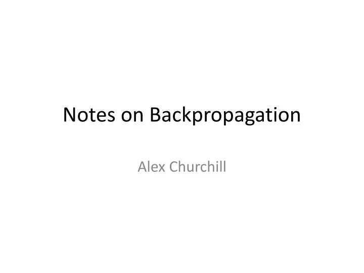 notes on backpropagation