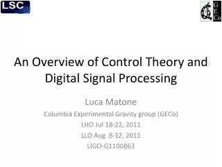 An Overview of Control Theory and Digital Signal Processing