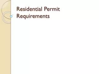 Residential Permit Requirements