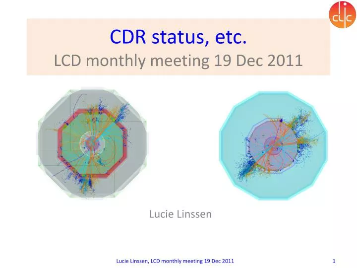 cdr status etc lcd monthly meeting 19 dec 2011