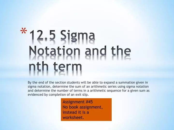 12 5 sigma notation and the nth term