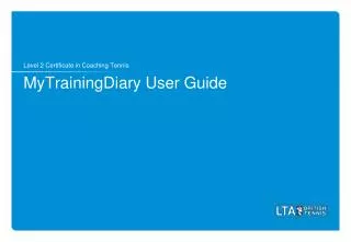 MyTrainingDiary User Guide