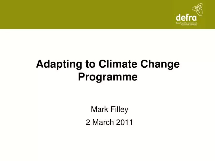 adapting to climate change programme