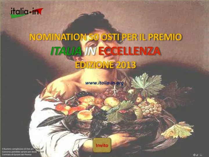 nomination 50 osti per il premio italia in eccellenza edizione 2013