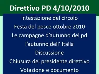 Direttivo PD 4/10/2010