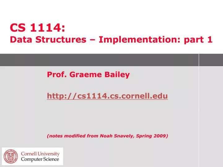 cs 1114 data structures implementation part 1