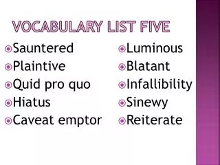 Vocabulary List Five