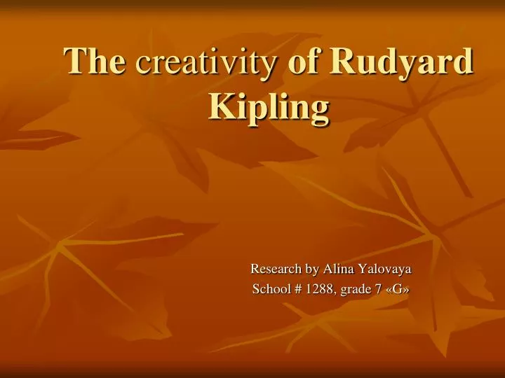the creativity of rudyard kipling