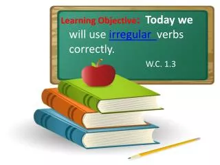 Learning Objective : Today we will use irregular verbs correctly.