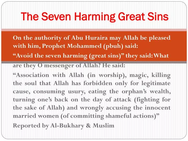 the seven harming great sins