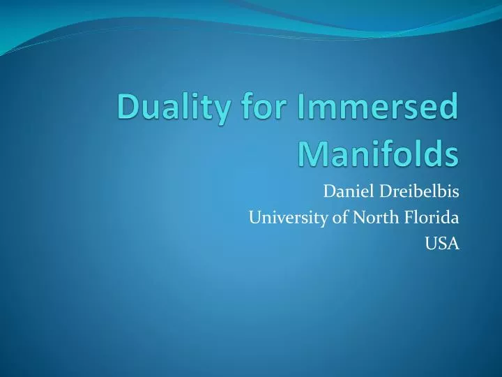 duality for immersed manifolds