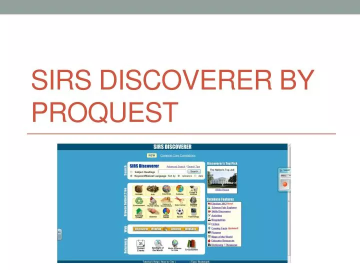 sirs discoverer by proquest