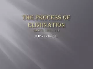 The Process of Elimination (Matt. 15:12-14)