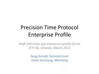 Precision Time Protocol Enterprise Profile