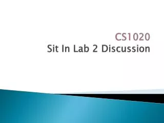 CS1020 Sit In Lab 2 Discussion