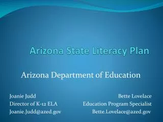 Arizona State Literacy Plan