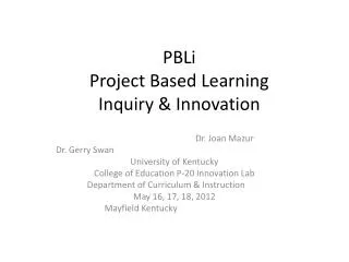 PBLi Project Based Learning Inquiry &amp; Innovation