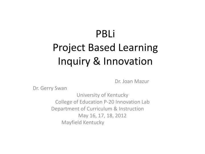 pbli project based learning inquiry innovation