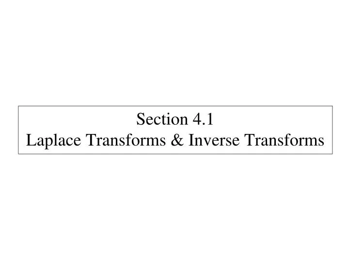 section 4 1 laplace transforms inverse transforms