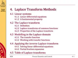 4 .	 Laplace Transform Methods