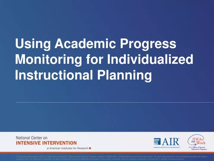 using academic progress monitoring for individualized instructional planning
