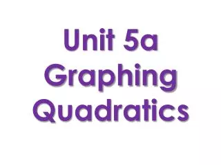 Unit 5a Graphing Quadratics
