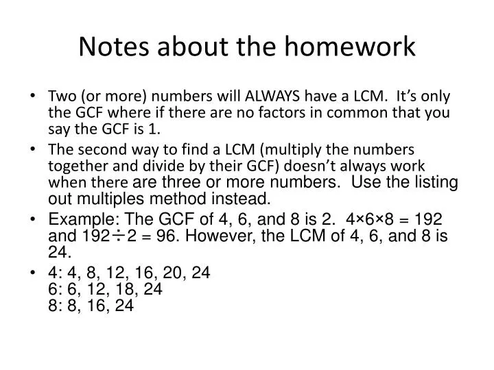 notes about the homework